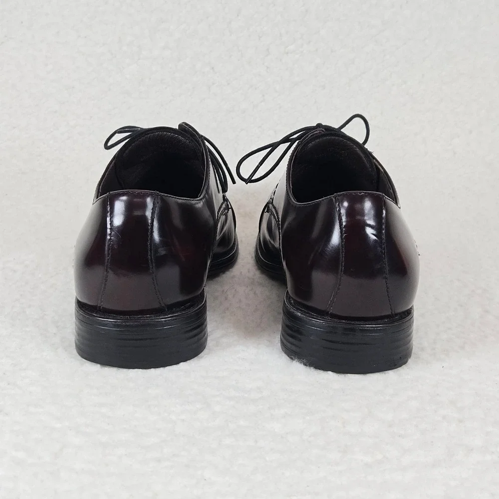 Johnston & Murphy Atchison Cap Toe Oxford Men's 10M Burgundy Leather Dress Shoes